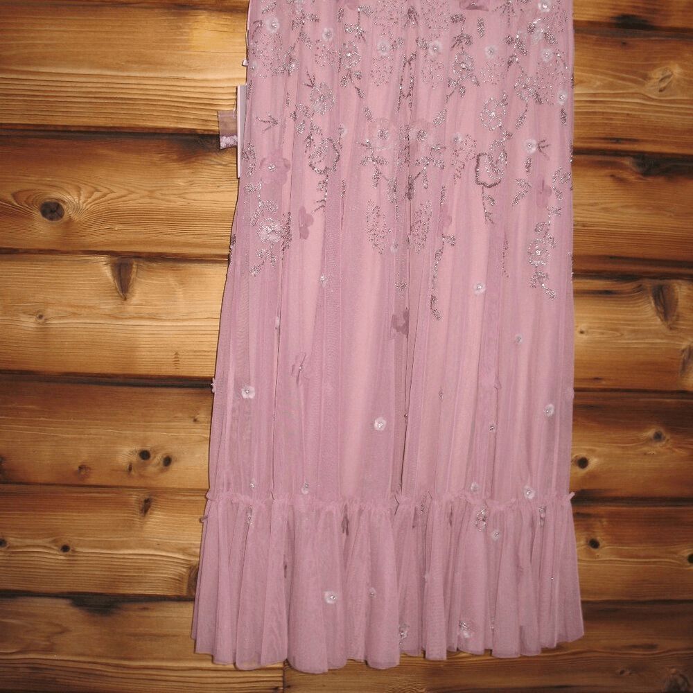 MAC DUGGAL 9212 Embellished High Neck Cap Sleeve A Line Dress Pink 12 - Picture 13 of 15